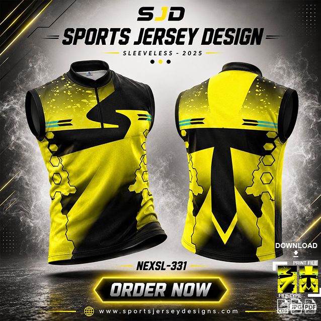 NEXSL-331 YELLOW  AND BLACK COMBINATION SPORTSWEAR SUBLIMATION JERSEY DESIGN